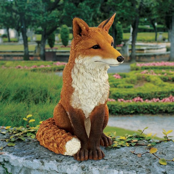 New Simon The Fox Statue Garden Ornament Design Toscano 18in