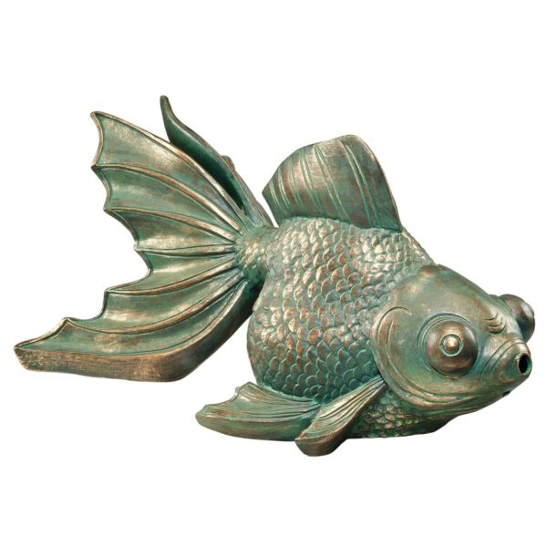 New Design Toscano Big Eyes Swimming Buttterfly Koi Fish Piped Statue
