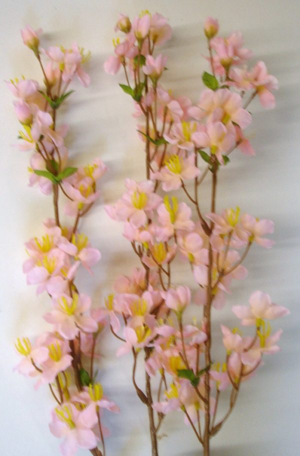 Pack x12 Stems Pink Silk Cherry Blossom Artificial Silk Flowers