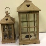 New Set x2 Lanterns Wooden 21"/14" Home & Garden Lighting