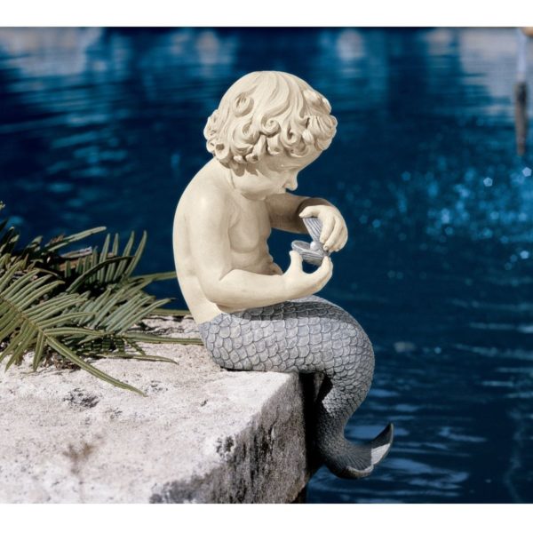 Design Toscano The Ocean's Little Treasures Merman Sitting Sculpture Ornament