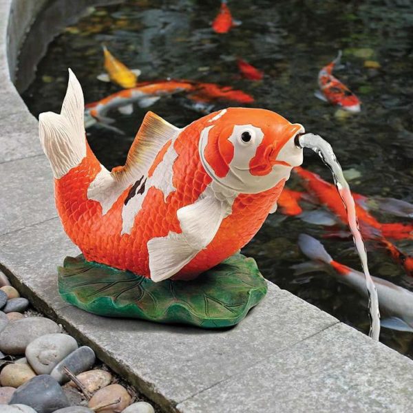 Design Toscano Kohaku Asian Koi Piped Spitter Statue Garden Ornament