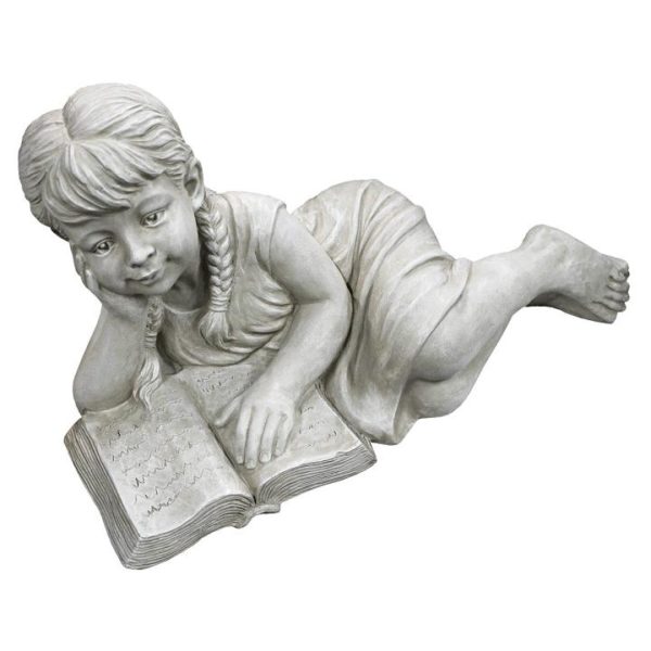 Design Toscano Girl Laying Reading Book Garden Statue Ornament