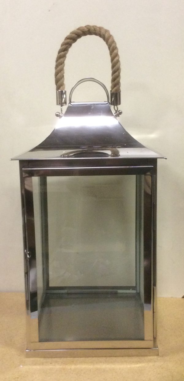 New 11x11" Designer Lantern Steel / Rope Handle Large 24" Home & Garden Lighting