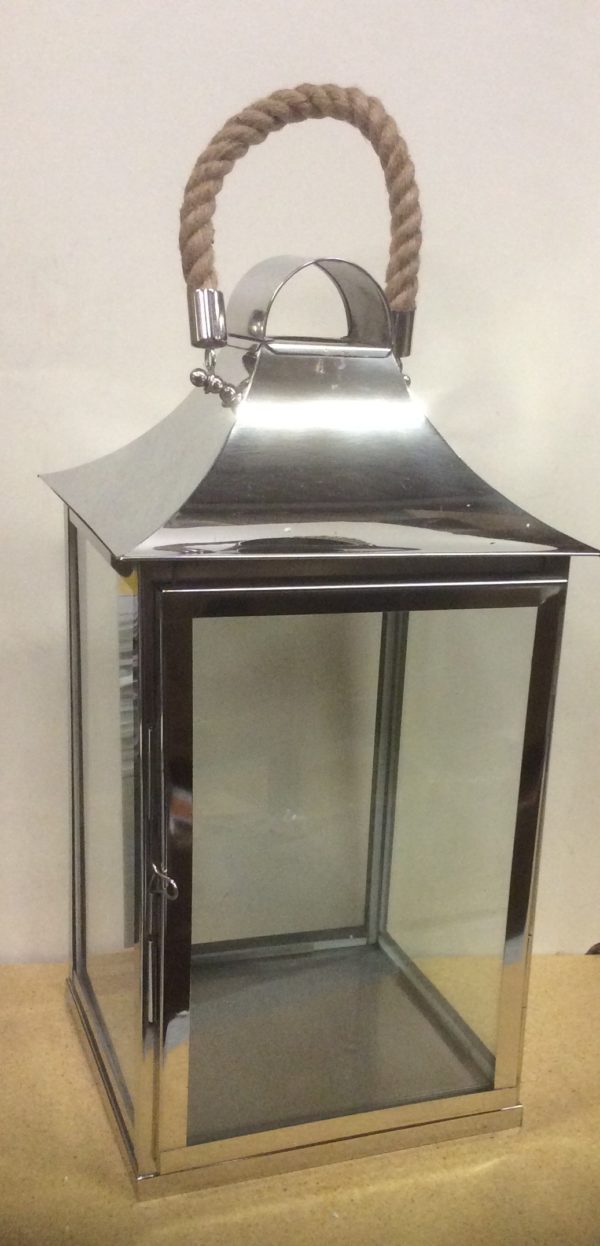 New 11x11" Designer Lantern Steel / Rope Handle Large 24" Home & Garden Lighting