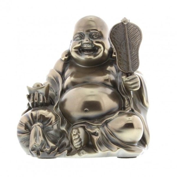 Lucky Polished Bronze Hand Crafted Buddha Gift Ornament 11cm Small