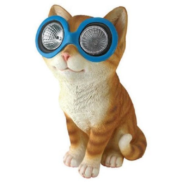 Design Toscano 'Bright Eyes' Cat In Glasses SOLAR Garden Statue Ornament