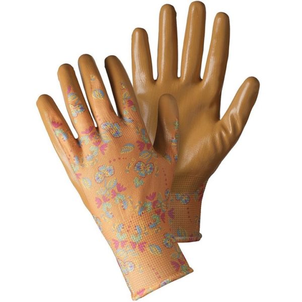 Briers Oriental Floral Orange Seed & Weed Ladies Gardening Gloves B7083