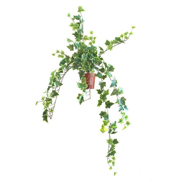 New Artificial Trailing Ivy Bush 'Potted' Variegated Green 101cm Trails