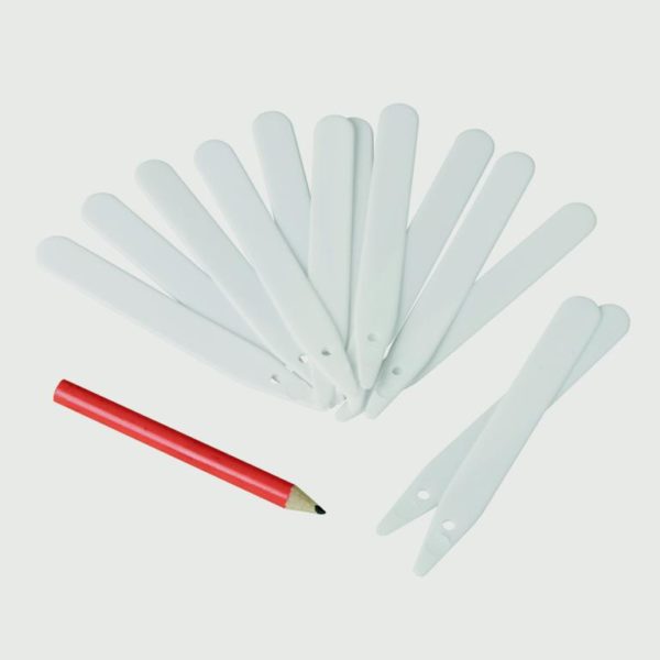 Pack x 50 White Plastic Garden Plant / Pot Labels 5" (125mm) & Pencil