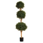 New Natural Stem Artificial Topiary Buxus / Boxwood Triple Ball Tree 4ft