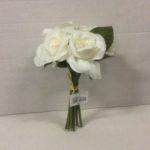 New Design Bunch/Bundle Tied Cream Roses x5 Artificial Silk Flowers