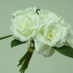 New Design Bunch/Bundle Tied Cream Roses x5 Artificial Silk Flowers