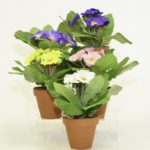 New Artificial Primrose 'Potted' Artificial Silk Plant 19cm Blue
