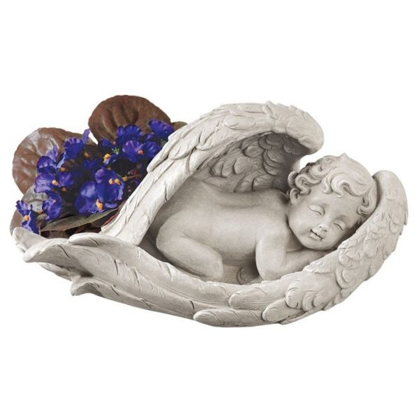New Design Toscano Cradled In Hope Cherub Figurine / Garden Ornament