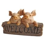 New Design Toscano Pink Pigs Welcome Sign Garden Statue Figure Garden Ornament