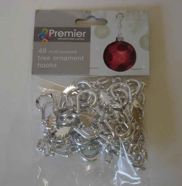 Pack 48 fancy Christmas Tree Decoration Hooks 4 Christmas Ornaments 'Silver'