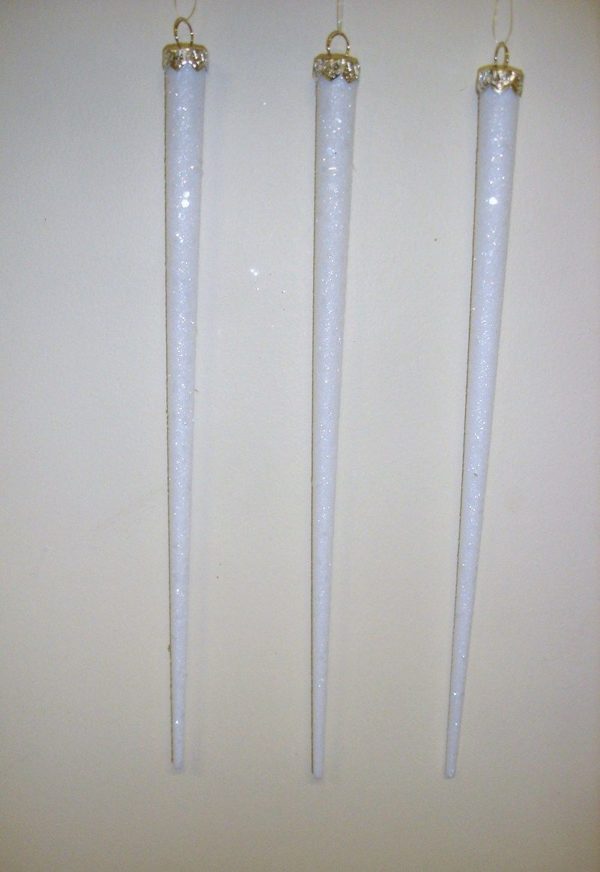12 New 9in Long White Icicles Christmas Decorations Room or Tree
