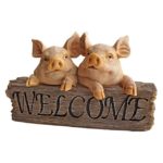 New Design Toscano Pink Pigs Welcome Sign Garden Statue Figure Garden Ornament