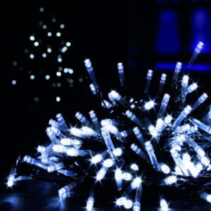200 White LED Supabrights Christmas Lights Indoor/Outdoor Clear Cable