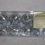 Pack x 8 Silver Mirror Balls / Baubles Christmas Tree Decorations 50mm Size