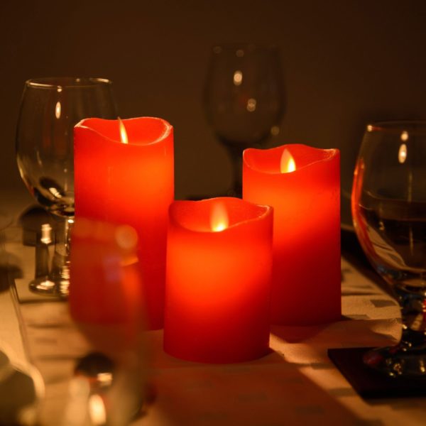 Set of 3 Red Dancing Flame LED Candles Premier Christmas Decorations