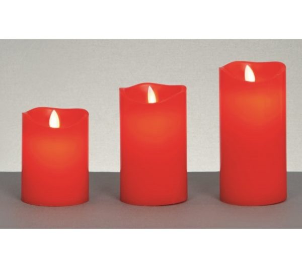 Set of 3 Red Dancing Flame LED Candles Premier Christmas Decorations