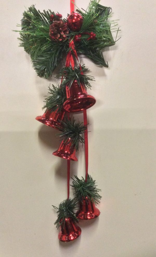 5 Piece RED Bell Cluster Hanging Christmas Decoration Superb Value!