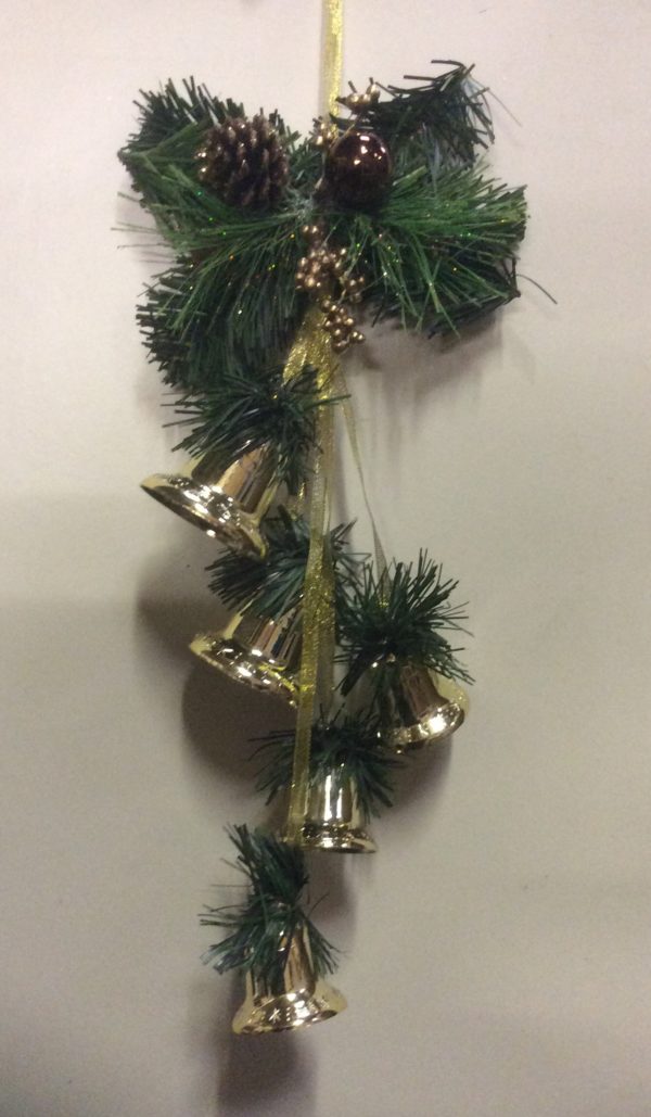 5 Piece GOLD Bell Cluster Hanging Christmas Decoration Superb Value!