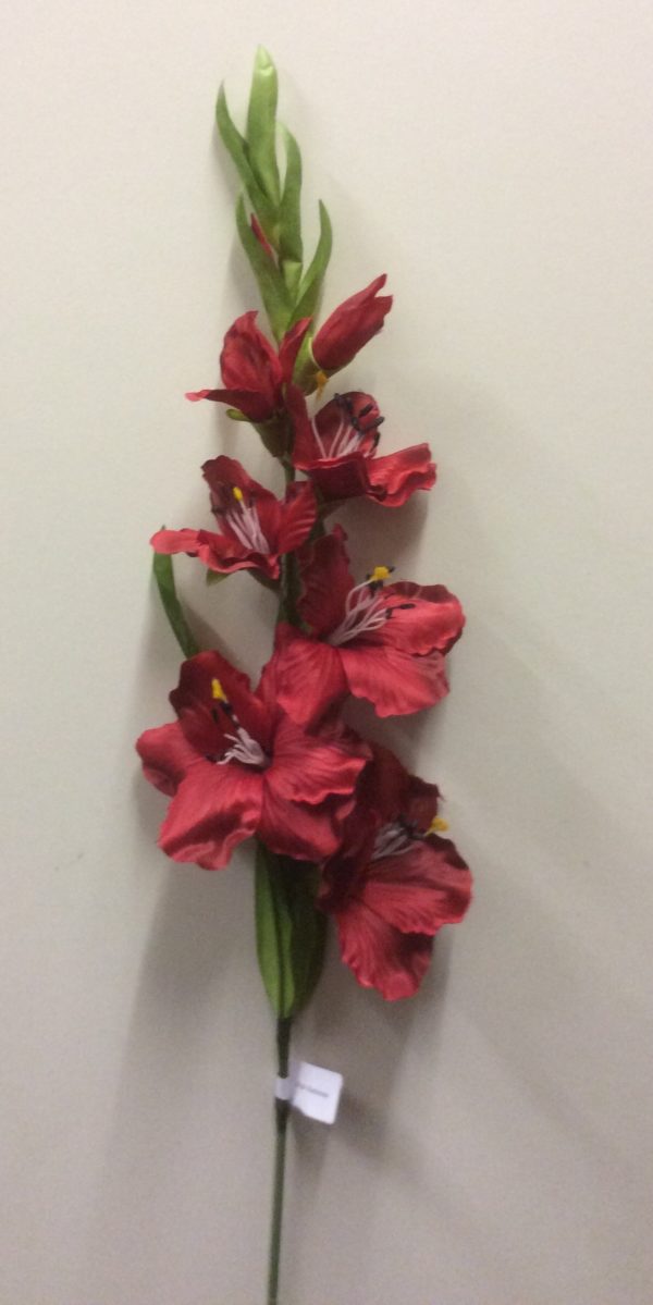 12 New Stems Red Gladioli Artificial Silk Flowers 32in Tall Blooms