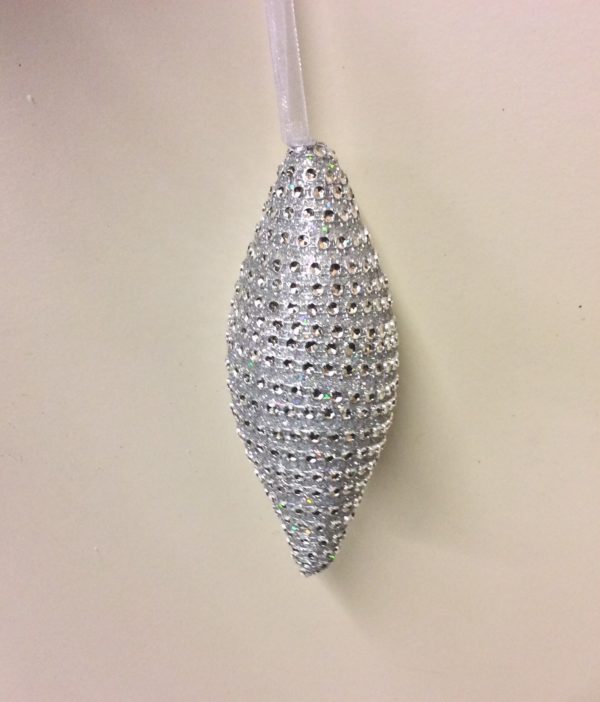 Set 6 Silver Diamante Teardrop 150mm Christmas Decorations