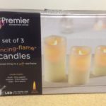 Set x 3 Flickabright Led Candles Cream Textured &Timer/Remote Premier Christmas Decorations