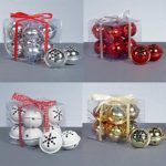 Pack x 8 Snowflake Design Jingle Bells SILVER Christmas Decorations 4cm