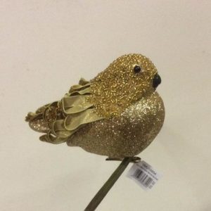 New Design 9cm Glittered Fat Robin 'Gold' Clip On Christmas Decoration