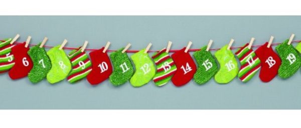 New Design Premier 1.6m Mini Stocking Advent Garland Fabric