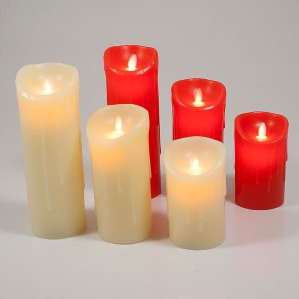 Flameless Red Melting Effect LED Dancing Candle Medium Size 18cm Tall With Timer