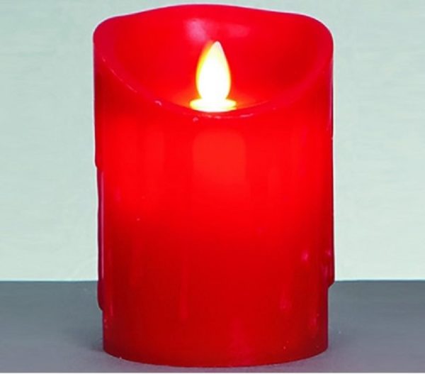 Flameless Red Melting Effect LED Dancing Candle Medium Size 18cm Tall With Timer