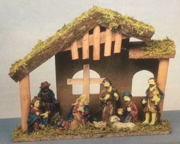 New Design 30cm Wooden Nativity Set + 9 Figures Christmas Scene N162223