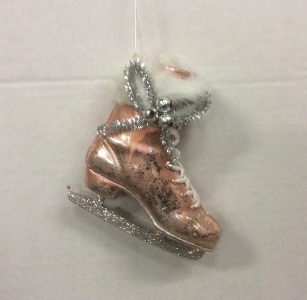Single Rose Gold Ice Skate Christmas Tree Ornament / Decoration 11cm
