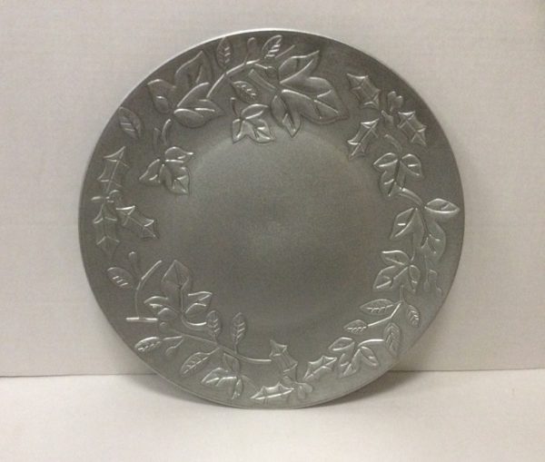 Set x6 Embossed Silver Holly&Ivy 33cm Charger Plates Christmas Decoration Table Settings