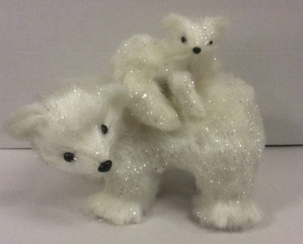 New Polar Bear & Baby Cub Figure Christmas Decoration 27cm