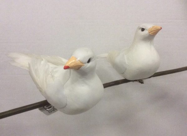 Pair Large New White Turtle Dove Large Birds Christmas Decorations 17cm Clip On
