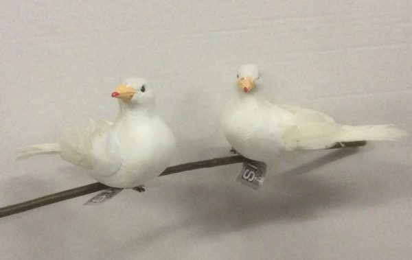 Pair Large New White Turtle Dove Large Birds Christmas Decorations 17cm Clip On