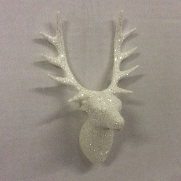 Pack x4 Reindeer Head Christmas Tree Ornaments 10cm White