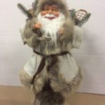 New 40cm Traditional Standing Christmas Santa Figure in Fur Trim With Sack Cream/Grey
