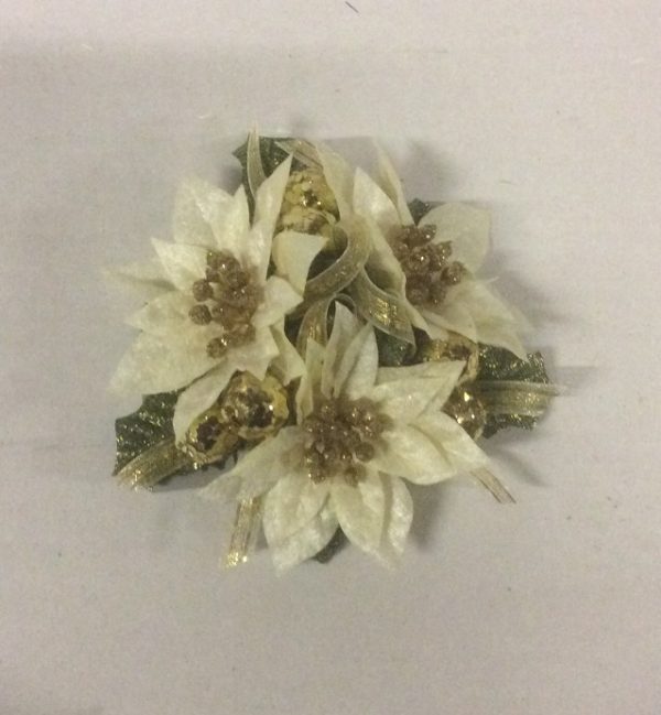 New 1" Candle Ring Christmas Decoration 'Poinsettia Gold' Fits Dinner Candles