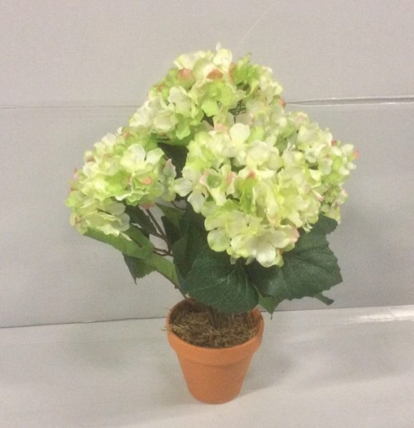 New Design Hydrangea Bush Potted Artificial Pot Plant 'Lime Green' 15"