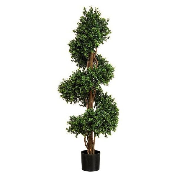 New Natural Stem Artificial Topiary Buxus / Boxwood Spiral Tree 4ft
