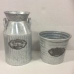 Set x 3 Tin Planters 'Flowers & Garden ' Logo 16-28cm