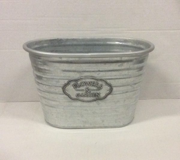 Set x 3 Tin Planters 'Flowers & Garden ' Logo 16-28cm